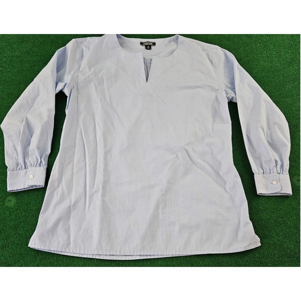 Lands‎ End Womens Light Blue Long Sleeve Tunic Top Size 10